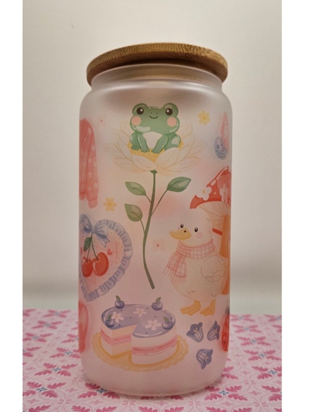 Cottagecore Daydream Glass Can | 16 oz Frosted Cozy Aesthetic Cup